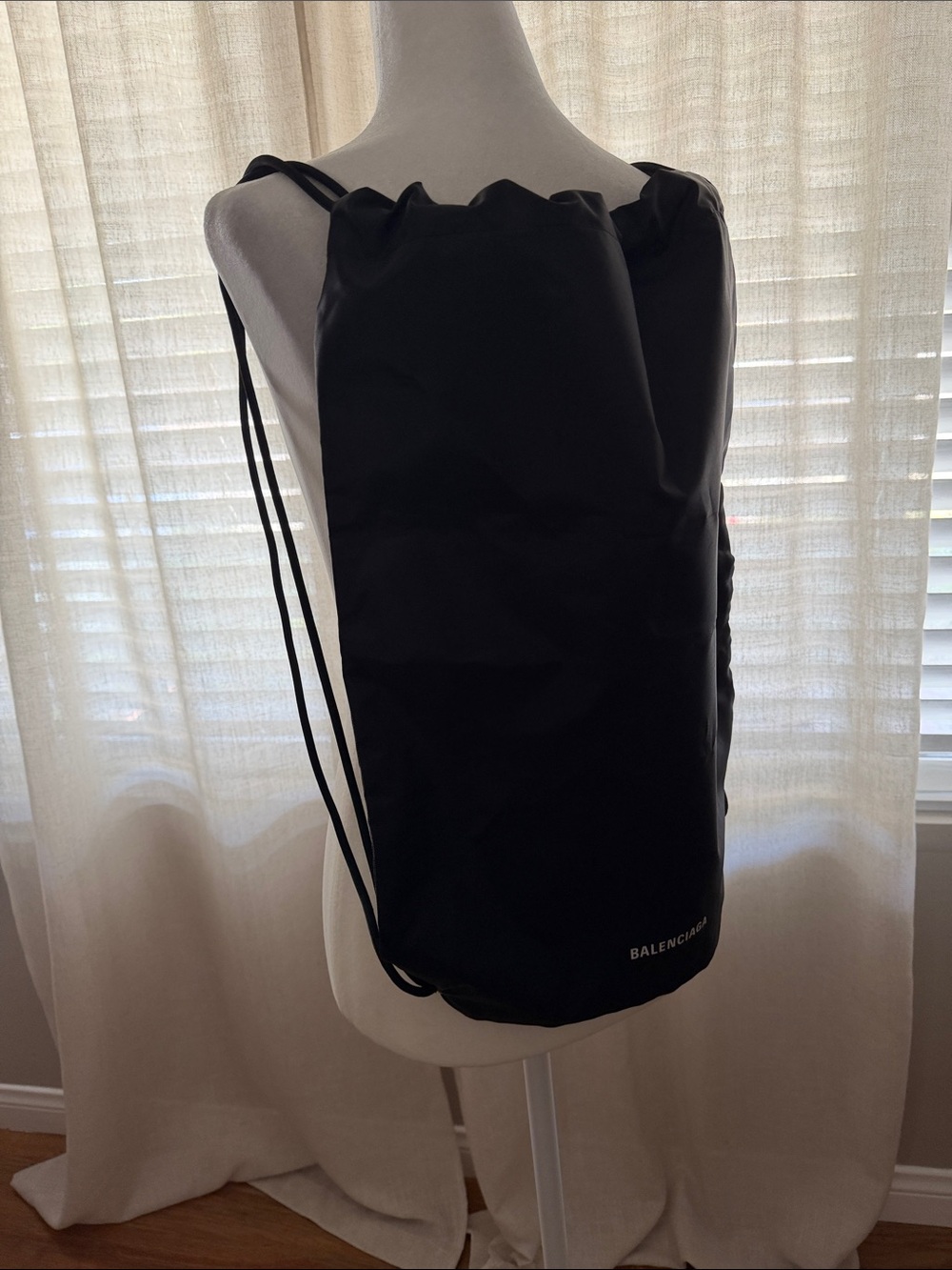 Balenciaga Black Drawstring Cinch Backpack